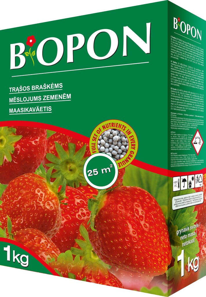 Granulēts mēslojums zemenēm BIOPON, 1 kg цена и информация | Beramie mēslošanas līdzekļi | 220.lv