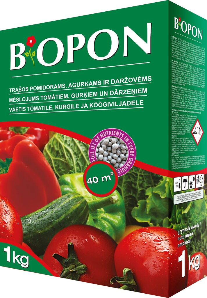 Granulēts mēslojums tomātiem, gurķiem un dārzeņiem BIOPON, 1 kg cena un informācija | Beramie mēslošanas līdzekļi | 220.lv