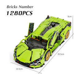 Lamborghinis RC motorizēts supersacīkšu sporta transportlīdzeklis celtniecības bloki ātruma sacīkšu ķieģeļi bērniem rotaļlietas dāvanu komplekts bērniem zēniem цена и информация | Пазлы | 220.lv