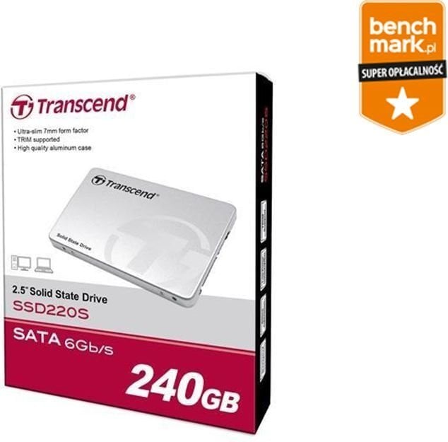 Transcend 220S TLC, 240GB, SATA3 (TS240GSSD220S) цена и информация | Iekšējie cietie diski (HDD, SSD, Hybrid) | 220.lv