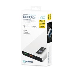 PLATINET Портативное зарядное устройство-аккумулятор Power Bank 10000мАч полимер PD 3.0 QC 3.0 LED, белый цена и информация | Зарядные устройства Power bank | 220.lv