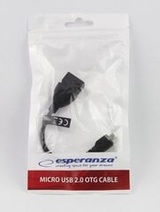 Esperanza EB180, Micro USB-B/USB-A, 10 cm цена и информация | Адаптеры и USB разветвители | 220.lv
