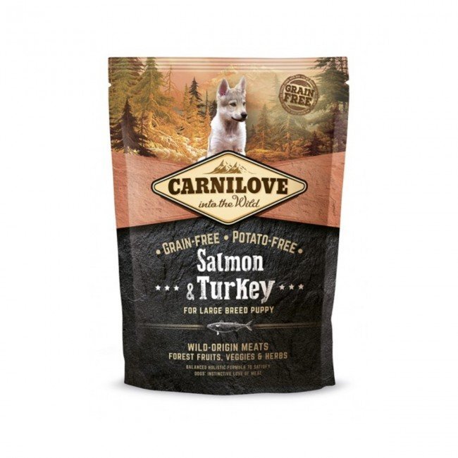 Carni Love Salmon & Turkey Puppy Large Breed 1,5kg цена и информация | Sausā barība suņiem | 220.lv