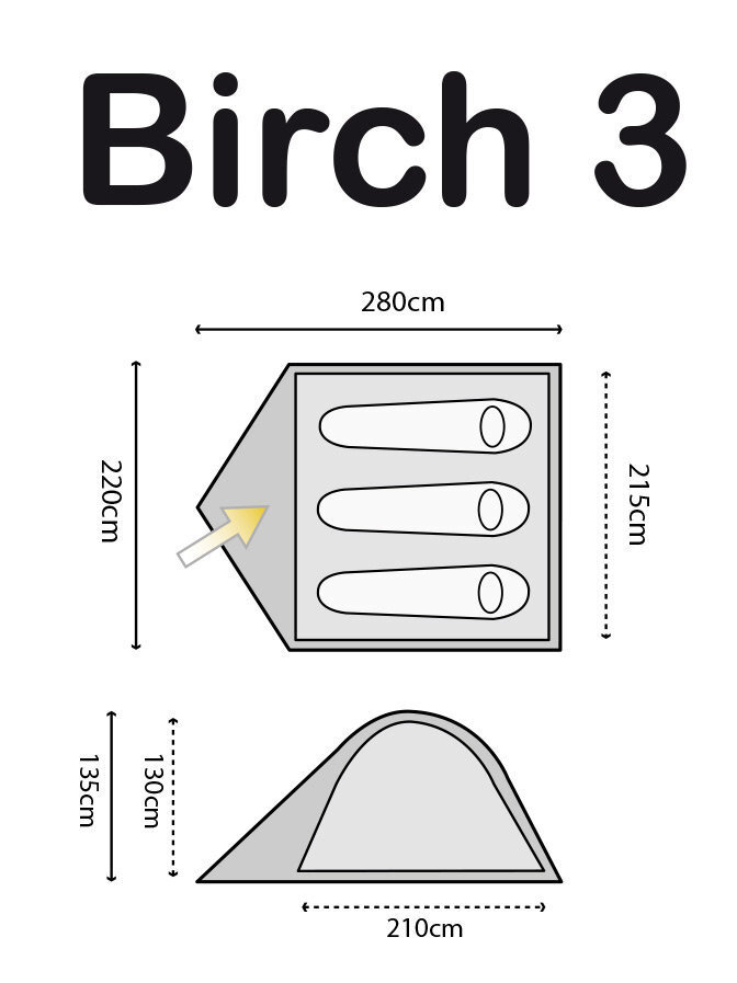 Telts Highlander BIRCH 3, rozā cena un informācija | Teltis | 220.lv