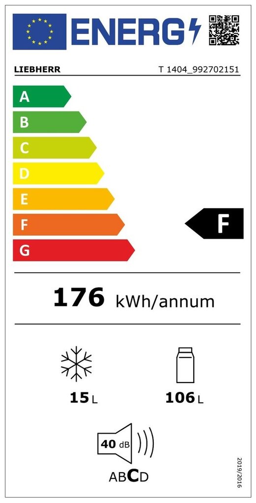 Liebherr T1404-21 ledusskapis, 85 cm, balts cena un informācija | Ledusskapji | 220.lv