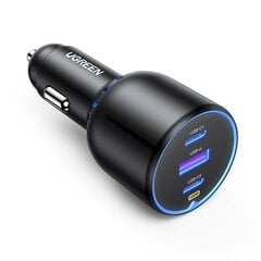 Auto lādētājs, Ugreen CD2931, 2 x USB-C, PD un 1x USB-A, 130 W., melns cena un informācija | Lādētāji-akumulatori (Power bank) | 220.lv