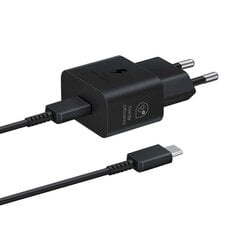 Сетевое зарядное устройство с кабелем USB-C, Samsung GaN 25 Вт. SFC, черный цена и информация | Зарядные устройства Power bank | 220.lv