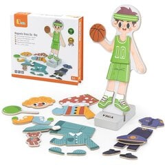 Koka magnētiskā puzle bērniem saģērb puiku Viga Toys L-44636 цена и информация | Развивающие игрушки | 220.lv