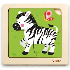 Koka puzle ar rokturiem zebra Viga Toys L-51317 cena un informācija | Attīstošās rotaļlietas | 220.lv