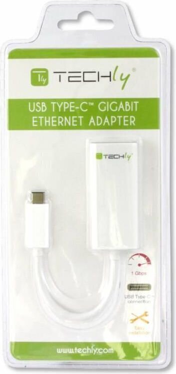 Tīkla karte-adapteris Techly USB-C 3.1 RJ45 Gigabit 10/100/1000 cena un informācija | Adapteri un USB centrmezgli | 220.lv