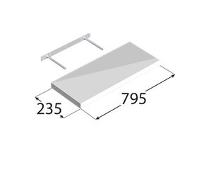 Plaukts ar slēptu stiprinājumu 795/235, balts cena un informācija | Saimniecības plaukti | 220.lv