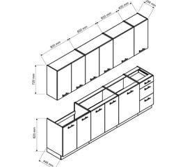 Virtuves iekārta 2.6 m cena un informācija | Virtuves komplekti | 220.lv