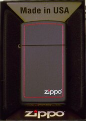 Komplekts ZIPPO Šķiltavas BLACK MATTE RED BORDER LOGO SLIM dāvanu komplekts No2 cena un informācija | Šķiltavas un aksesuāri | 220.lv