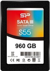 Silicon Power S55 960 GB SATA3 (SP960GBSS3S55S25) цена и информация | Внутренние жёсткие диски (HDD, SSD, Hybrid) | 220.lv