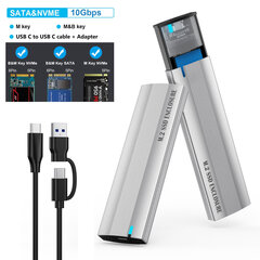 Nvme M.2 SSD uz Usb3.1 adaptera kaste ar dubulto protokolu 10gbp cena un informācija | Adapteri un USB centrmezgli | 220.lv