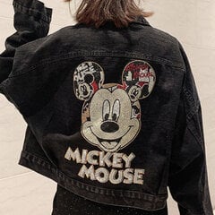 (2xL -melns)Disney Mickey karikatūra Modes džinsa mētelis Hip-hop ielas apģērbs Moderns vīriešu sieviešu jakas Jaunas korejiešu brīvas Harajuku Couples Y2k topi цена и информация | Женские пальто | 220.lv