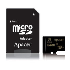 Apacer microSDXC Карта памяти UHS-I Class10 64GB + SD адаптер цена и информация | Карты памяти для мобильных телефонов | 220.lv