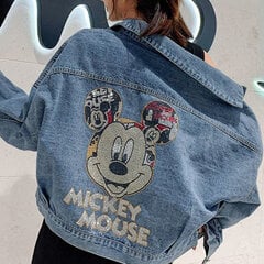 (2xL -Blue)Disney Mickey karikatūra Modes džinsa mētelis Hip-hop ielas apģērbs Moderns vīriešu sieviešu jakas Jaunas korejiešu brīvas Harajuku Couples Y2k topi цена и информация | Женские пальто | 220.lv