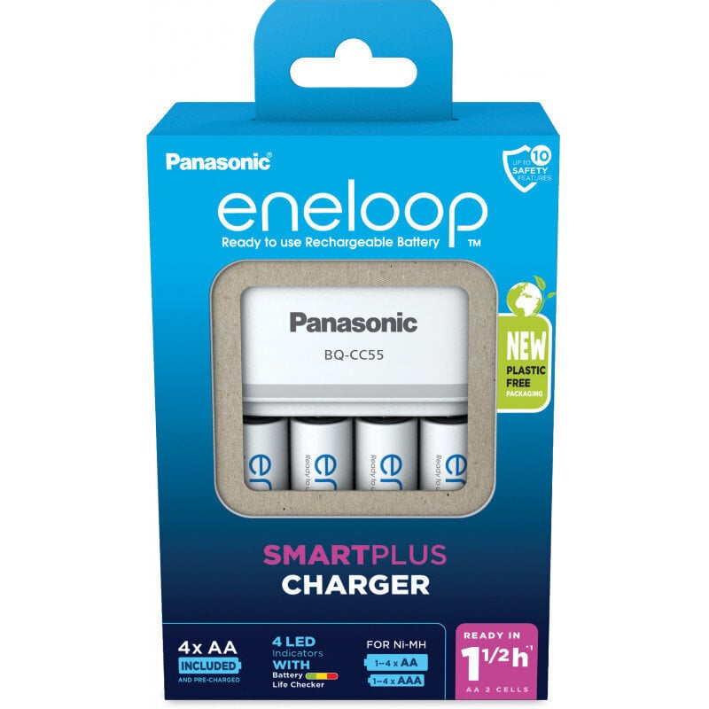 Panasonic eneloop charger BQ-CC55 + 4x1900 cena un informācija | Akumulatori, lādētāji un piederumi | 220.lv