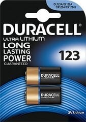 Батарейки Duracell Ultra 123 2 шт. цена и информация | Батарейки | 220.lv