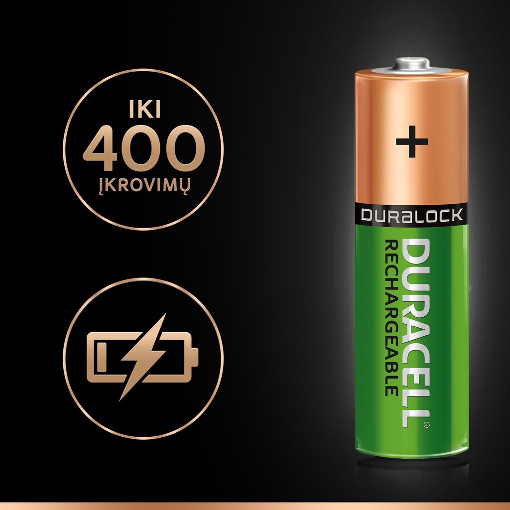 Akumulators Duracell AA (1300 mAh) LR06 4 gab. cena un informācija | Baterijas | 220.lv