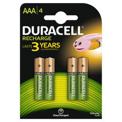 Akumulators Duracell AAA (750 mAh) LR03 4 gab. цена и информация | Батарейки | 220.lv