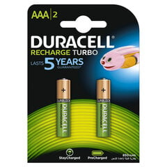 Аккумулятор Duracell AAA (850 mAh) LR03 2 шт. цена и информация | Батарейки | 220.lv