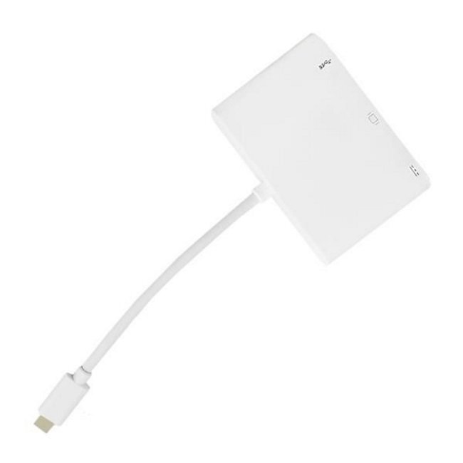 Qoltec 50425 USB Type-C 3.1 Portu Adapteris uz HDMI AF + USB 3.0 AF + USB Type-C 3.1 Kabelis 20cm Balts цена и информация | Kabeļi un vadi | 220.lv