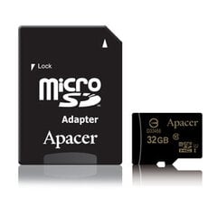 Apacer microSDHC Atmiņas karte UHS-I Class10 32GB + SD adapteris cena un informācija | Atmiņas kartes mobilajiem telefoniem | 220.lv