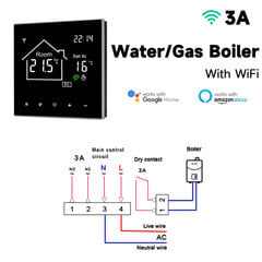 Tuya Wifi viedā termostata LCD displeja skārienekrāns elektriskās grīdas apsildei. Ūdens/gāzes katla temperatūras tālvadības pults — viedā temperatūras kontroles sistēma — AliExpress цена и информация | Аксессуары для телевизоров и Smart TV | 220.lv