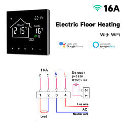 Tuya Wifi viedā termostata LCD displeja skārienekrāns elektriskās grīdas apsildei. Ūdens/gāzes katla temperatūras tālvadības pults — viedā temperatūras kontroles sistēma — AliExpress цена и информация | Аксессуары для телевизоров и Smart TV | 220.lv