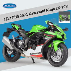 1:12 Kawasaki Ninja ZX-10R smagā lokomotīve sakausējuma motocikla modelis metāla rotaļlieta krosa sacīkšu motocikla modelis bērniem dāvana цена и информация | Коллекционные модели автомобилей | 220.lv