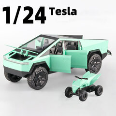 1:24 Tesla Cybertruck pikaps ar motocikla sakausējuma automašīnas modeli, spiedienmetuma rotaļlietu transportlīdzekli, skaņas un gaismas imitāciju, automašīnu modeļu rotaļlietas dāvana цена и информация | Коллекционные модели автомобилей | 220.lv