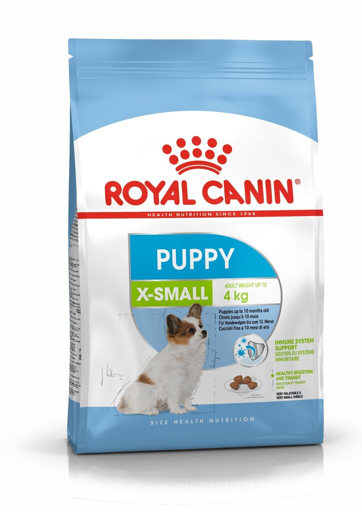 Royal Canin ļoti mazu šķirņu suņiem X-Small Junior 1,5 kg cena un informācija | Sausā barība suņiem | 220.lv