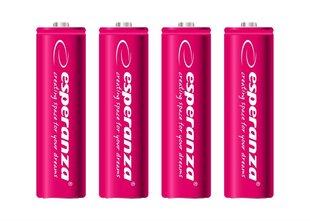 Uzlādējamās baterijas Esperanza EZA104R RECHARGEABLE BATTERIES Ni-MH AA 2000MAH 4PCS - RED, 4 gab. cena un informācija | Baterijas | 220.lv