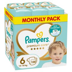 Autiņbiksītes Pampers Premium Care Tape 6 (13-18 kg), 128 gab. cena un informācija | Autiņbiksītes | 220.lv