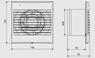 Nosūces ventilators ar gultņa motoru un taimeri Soler&Palau Decor 100 CRZ cena un informācija | Ventilatori | 220.lv