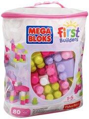 Mega Bloks комплект кубиков, розовые,  80 штук, сумка, DCH62​ цена и информация | Kонструкторы | 220.lv