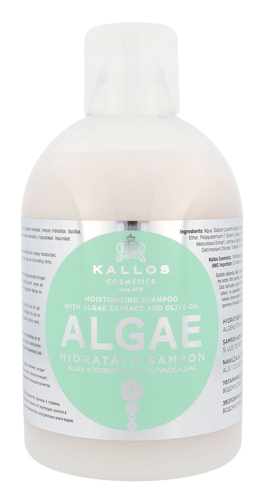 Kallos Cosmetics Algae šampūns 1000 ml цена и информация | Šampūni | 220.lv