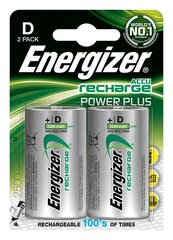 Аккумуляторные батарейки Energizer ENRD2500P2 HR20 D2 2500 mAh цена и информация | Зарядные устройства для элементов питания | 220.lv