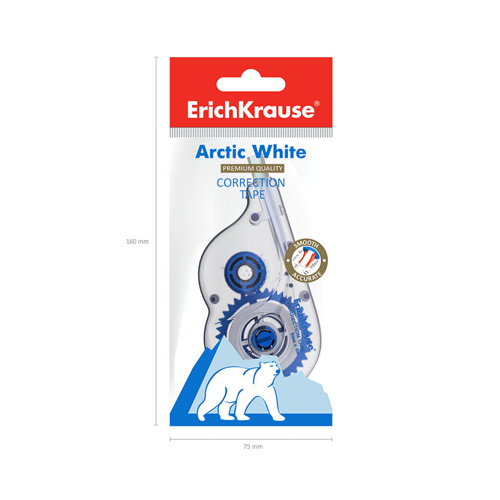 Koriģējošā lente ErichKrause® Arctic white, 5mm x 8m (iepakojumā 1 gab.) cena un informācija | Kancelejas preces | 220.lv
