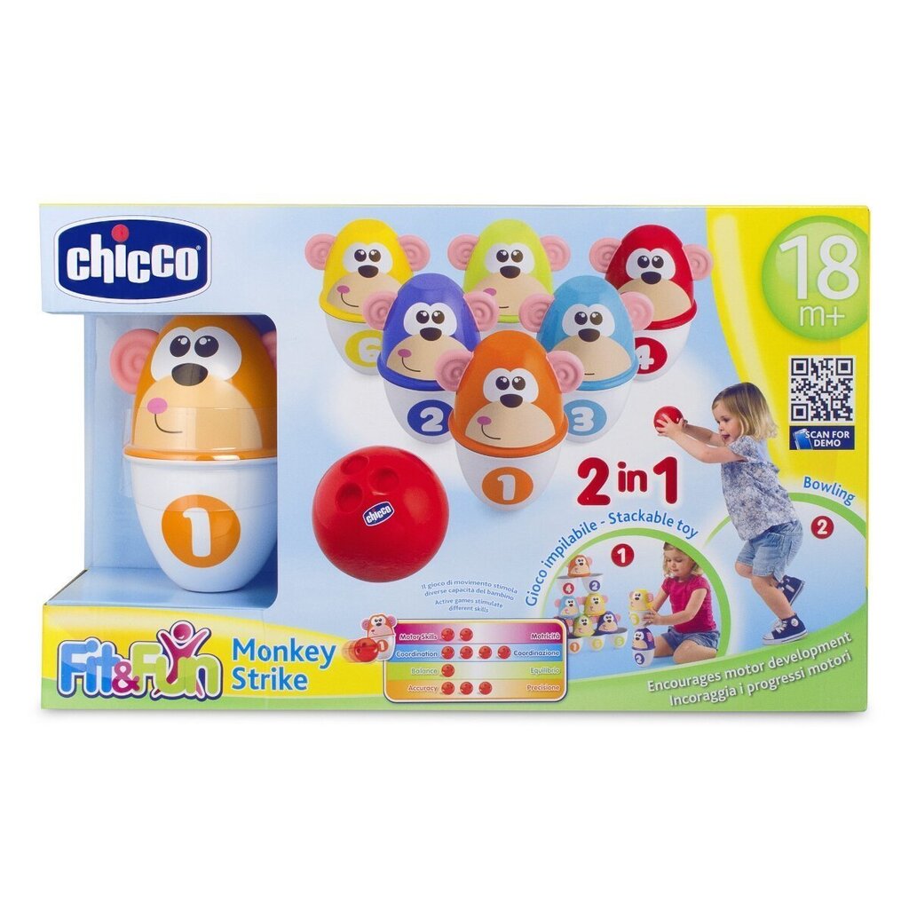 Игра - детские кегли Chicco Monkey Strike цена | 220.lv