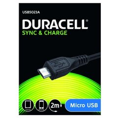 Duracell Universāls Mirco USB Datu & Uzlādes Kabelis 2m Melns цена и информация | Кабели для телефонов | 220.lv