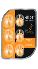 ELLIPS Smooth & Silky Pro Keratin vitamīni mitruma atjaunošanai ar keratīnu, kapsulas 1 ml x N6 cena un informācija | Kosmētika matu stiprināšanai | 220.lv