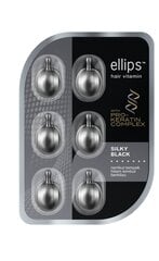 ELLIPS Silky Black Pro Keratin vitamīni tumšiem matiem ar keratīnu, kapsulas 1 ml x N6 cena un informācija | Kosmētika matu stiprināšanai | 220.lv