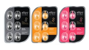 ELLIPS Silky Black Pro Keratin vitamīni tumšiem matiem ar keratīnu, kapsulas 1 ml x N6 cena un informācija | Kosmētika matu stiprināšanai | 220.lv