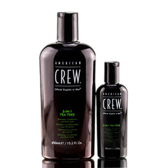 AMERICAN CREW 3 vienā tējas koka šampūns, kondicionieris un ķermeņa mazgāšanas līdzeklis 100 ml cena un informācija | Dušas želejas, eļļas | 220.lv