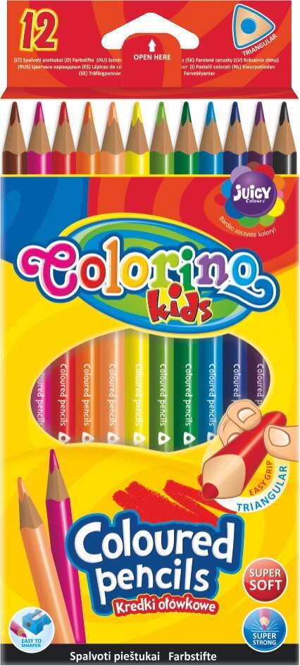 Krāsainie zīmuļi COLORINO KIDS, 12 krāsas cena un informācija | Modelēšanas un zīmēšanas piederumi | 220.lv