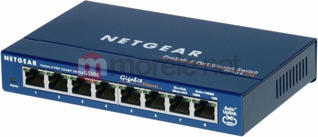 Netgear ProSafe Plus GS108 (8 gigabitu Ethernet/Ātrs Ethernet/Ethernet, Desktop, automātiskā noteikšana katram portam) цена и информация | Rūteri (maršrutētāji) | 220.lv