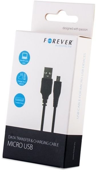 Forever Universāls Micro Datu un uzlādes Kabelis 3m Melns (EU Blister) цена и информация | Savienotājkabeļi | 220.lv